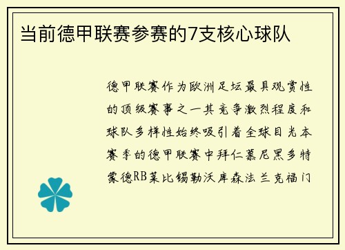 当前德甲联赛参赛的7支核心球队